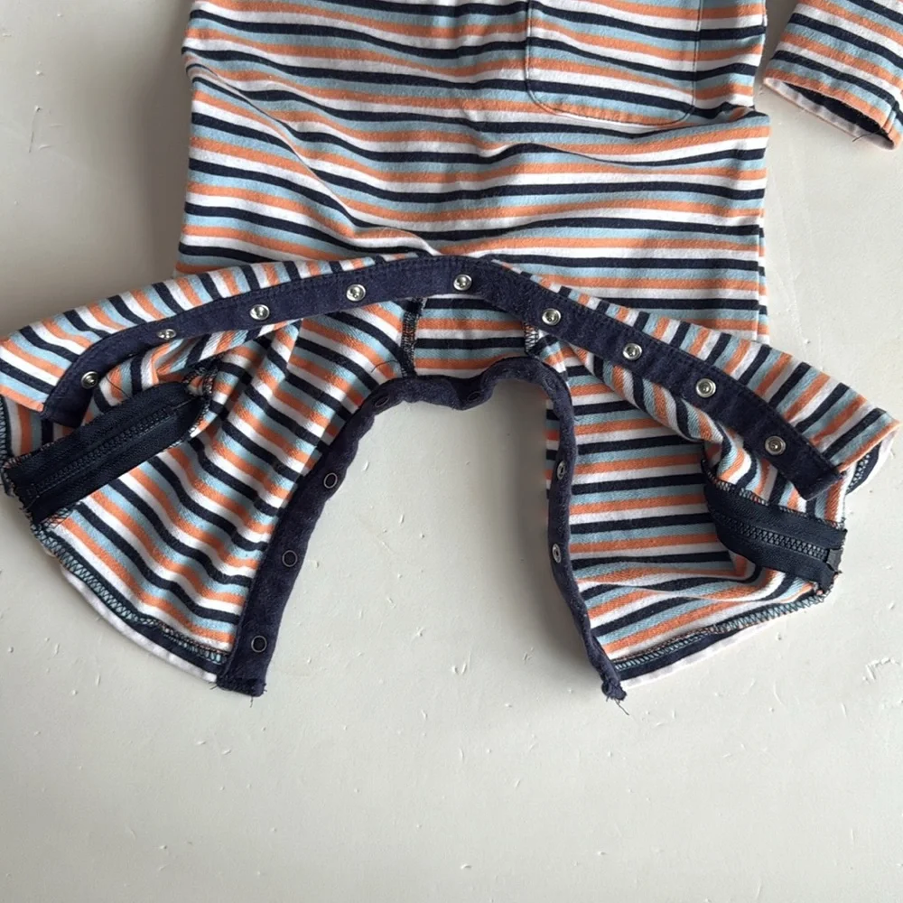 Baby Gap Vintage Blue/Orange/White Strip Jumpsuit 6-12 Months